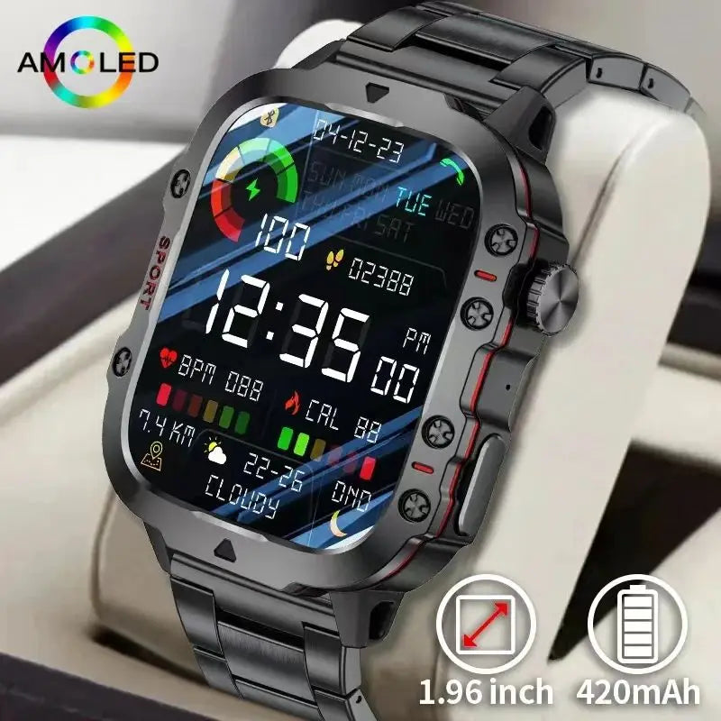 MAOYUAN new men's smartwatch 1.96-inch high-definition 240 * 282 resolution heart rate monitoring 5.2 Bluetooth call smartwatch