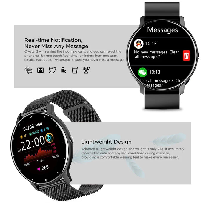 Bluetooth Call Smart Watch Ladies Full Touch Screen Sports Fitness Watch IP67 Waterproof Bluetooth For Android iOS Smart Watch