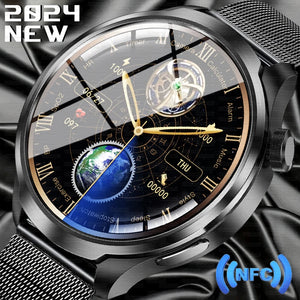 2024 New GPS Smartwatch Men's AMOLED Screen Bluetooth Call Compass Sports NFC Health Monitor Smart Watch Wireless charging+box ﻿