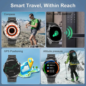 New GPS Trajectory Sport Smart Watch Men HD Screen Bluetooth Call NFC IP68 Waterproof Blood Sugar Watches For Android GT4 Pro