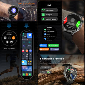 2024 New GPS Smartwatch Men's AMOLED Screen Bluetooth Call Compass Sports NFC Health Monitor Smart Watch Wireless charging+box ﻿