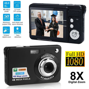 HD 48MP Digital Camera with 2.7" Large Screen Camcorder Camera Children Camera 8x Zoom Anti Shake Portable Small Cam 2024