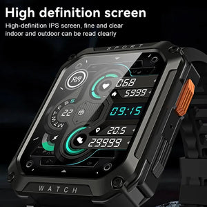 Rugged Military Men Smart Watch For Android IOS Ftiness Watches IP67 Waterproof 2.01'' AI Voice Bluetooth Call Smartwatch 2023