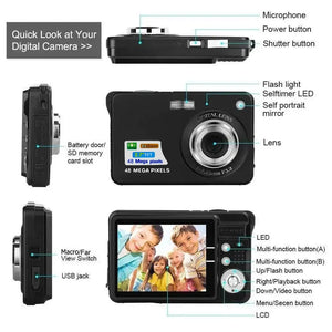 HD 48MP Digital Camera with 2.7" Large Screen Camcorder Camera Children Camera 8x Zoom Anti Shake Portable Small Cam 2024